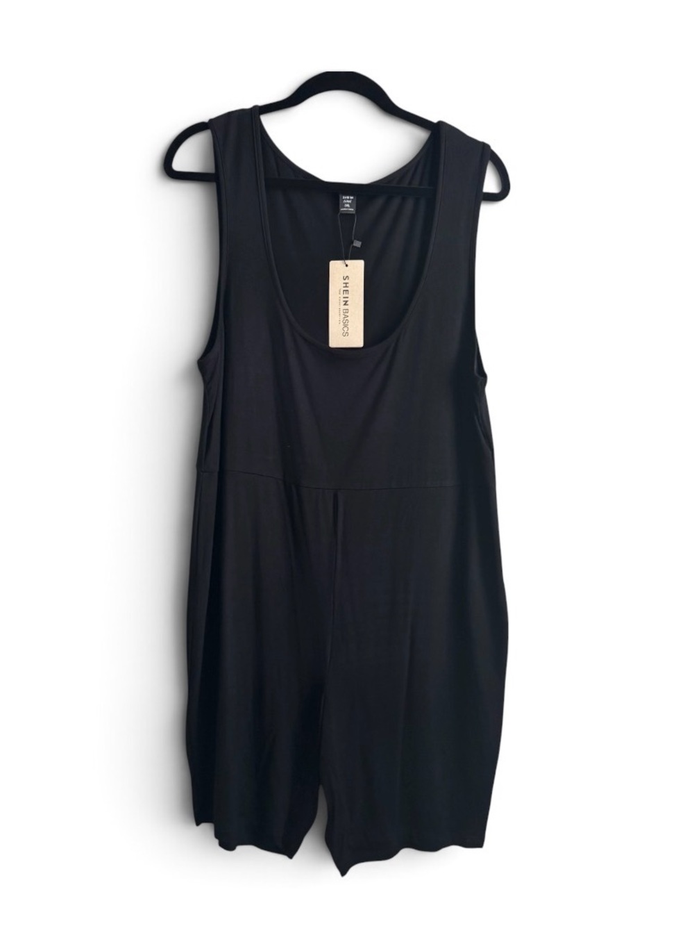 NWT SHEIN Basics Black Scoop Neck Sleeveless Romper Jumpsuit Size 3XL